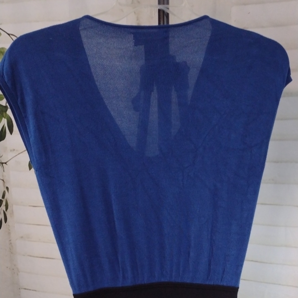 Max Studio Blue and Black Draped Sweater Dress With Bodcon Skirt, Size S - Picture 7 of 7